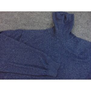 Corneliani Sweater Mens Large Turtleneck Blue Solid Italy Designer FLAW